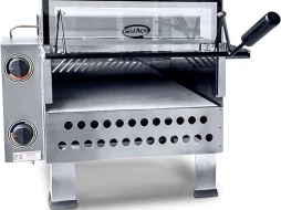 Imagem Forno Pizza Industrial à Gás 43x43 de Mesa em Aço Inox Com Infravermelho e Pedra Refratária