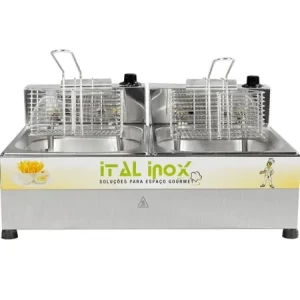 Fritadeira elétrica mesa 2 cuba 10 litros feoi-10 inox 220v  ou 127v - ital inox