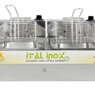 Fritadeira elétrica mesa 2 cuba 10 litros feoi-10 inox 220v  ou 127v - ital inox.