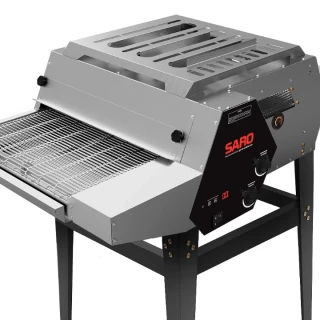 Assador em esteira para pizzas de 50cm a gás GLP.